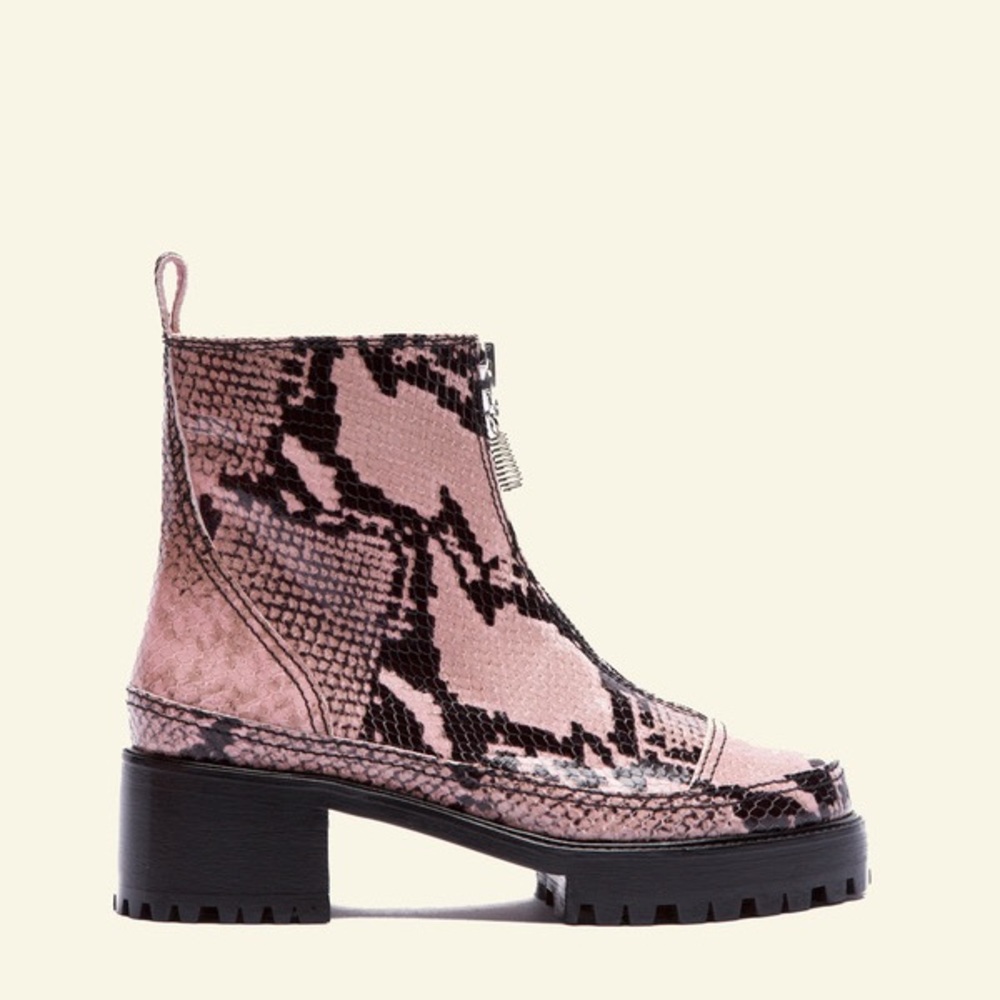 Pink Embossed Snakeskin Boots Nicole Saldaña